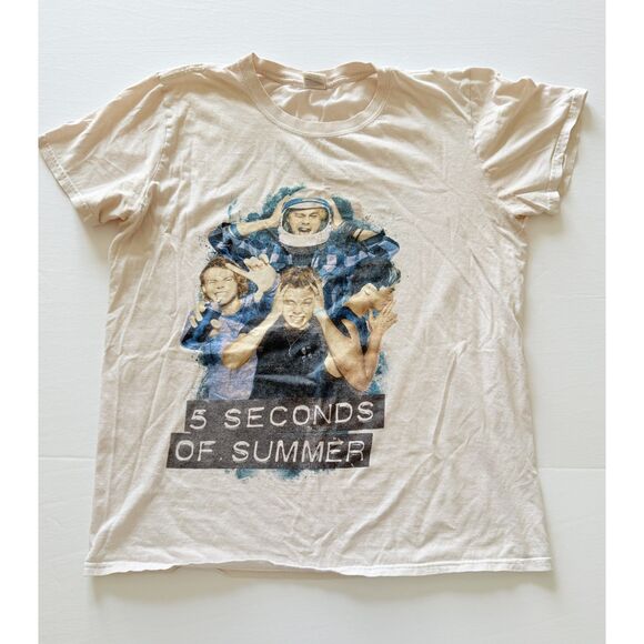 VTG Y2K Gildan Softstyle 5 Seconds of Summer 5SOS Cotton Band Tee Shirt Sz M - Picture 1 of 5